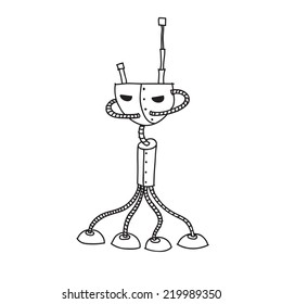 Retro Cartoon Robot, Eps 10 Vector Illustration