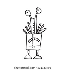Retro Cartoon Robot, Eps 10 Vector Illustration