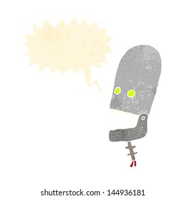 grito de cabeza de robot de dibujos animados retro
