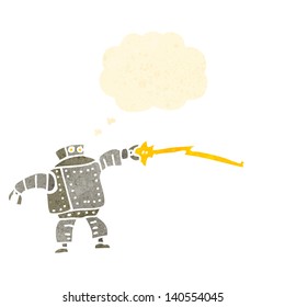 retro cartoon robot shooting lightning,