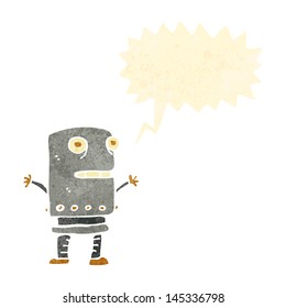 retro cartoon robot with speech bubble