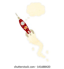 retro cartoon rocket flying