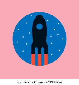 Retro cartoon rocket icon.Vector EPS10