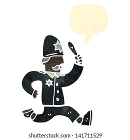 retro cartoon running british policeman