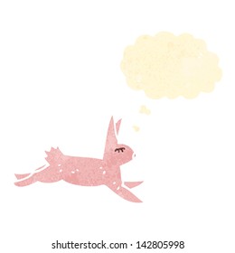 retro cartoon running rabbit
