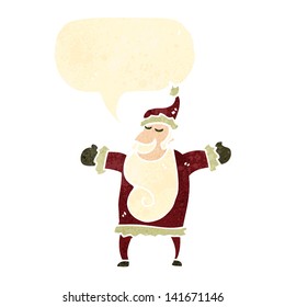 desenho animado retrô santa claus com balão
