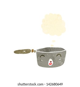 retro cartoon saucepan with thought bubble