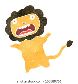 retro cartoon scared lion