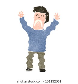 retro cartoon scared man