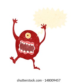 retro cartoon screaming monster