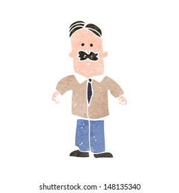 retro cartoon sensible man with mustache