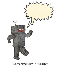 retro cartoon shouting robot