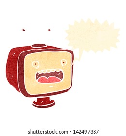 caricatura retro gritando televisión