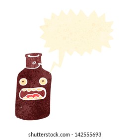 botella de vino de dibujos animados retro gritando
