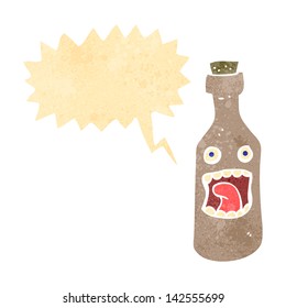 retro cartoon shouting wine bottle