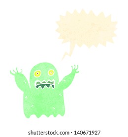 retro cartoon shrieking ghost
