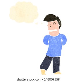 retro cartoon shy man