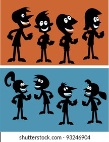 retro cartoon silhouettes