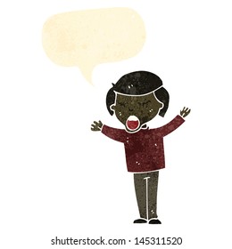 niño cantante de dibujos animados retro
