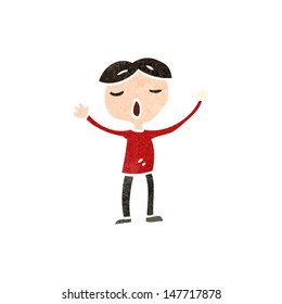 retro cartoon singing boy