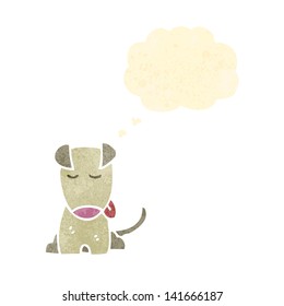 retro cartoon sitting dog with thought bubble