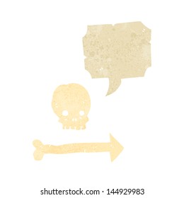 retro cartoon skull with arrow