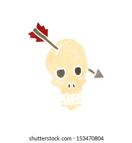 retro cartoon skull with arrow