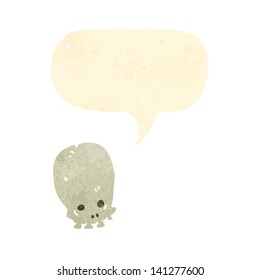 retro cartoon skull with speech bubble