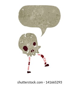 retro cartoon skull with speech bubble