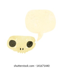 retro cartoon skull symbol with speech bubble