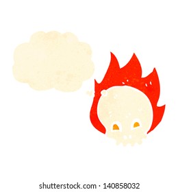 retro cartoon skull with thought bubble