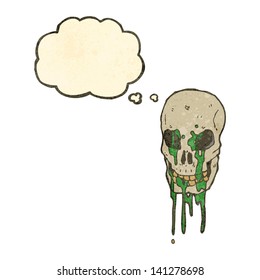 retro cartoon skull with thought bubble