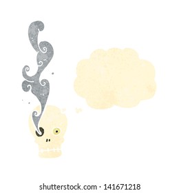 retro cartoon skull with thought bubble