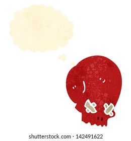 retro cartoon skull with thought bubble