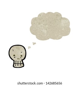 retro cartoon skull with thought bubble