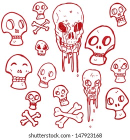 retro cartoon skulls collection