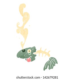 retro cartoon smelly old fish bones