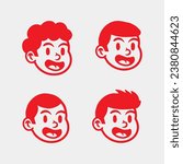 Retro cartoon smile face pack 30s 50s 60s illustration character design with vintage style for logo and tshirt design illustration . smiley carichature with dope style
