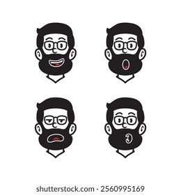 Retro cartoon smile face pack 30s 50s 60s illustration character design with vintage style for logo, MASCOT, avatar and tshirt design illustration . smiley carichature with dope style