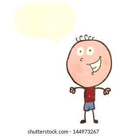 retro cartoon smiling boy