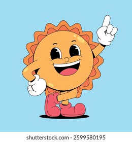 Retro cartoon smilling sun	mascot