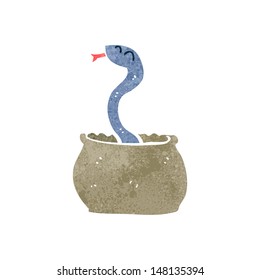 retro cartoon snake in basket