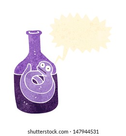 retro cartoon snake in bottle