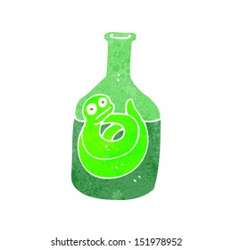 retro cartoon snake in bottle