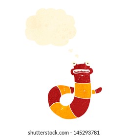 serpiente de dibujos animados retro con burbuja de pensamiento