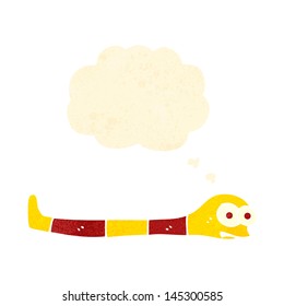serpiente de dibujos animados retro con burbuja de pensamiento