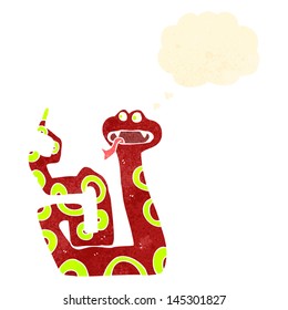 retro cartoon snake with thought bubble
