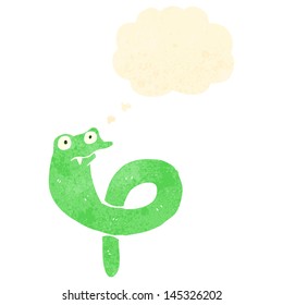 retro cartoon snake with thought bubble