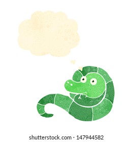 retro cartoon snake with thought bubble