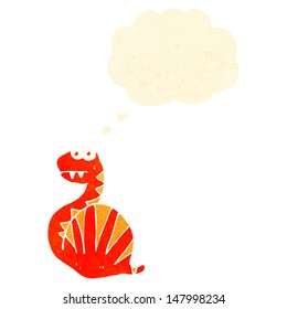 serpiente de dibujos animados retro con burbuja de pensamiento